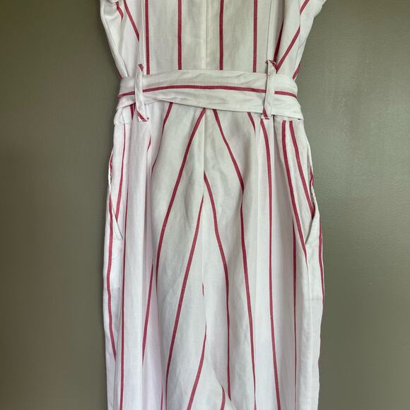 Rails Harper‎ Jumpsuit Size XS White Red Reef Stripe Belted Tie-Waist Lyocell - Picture 15 of 16